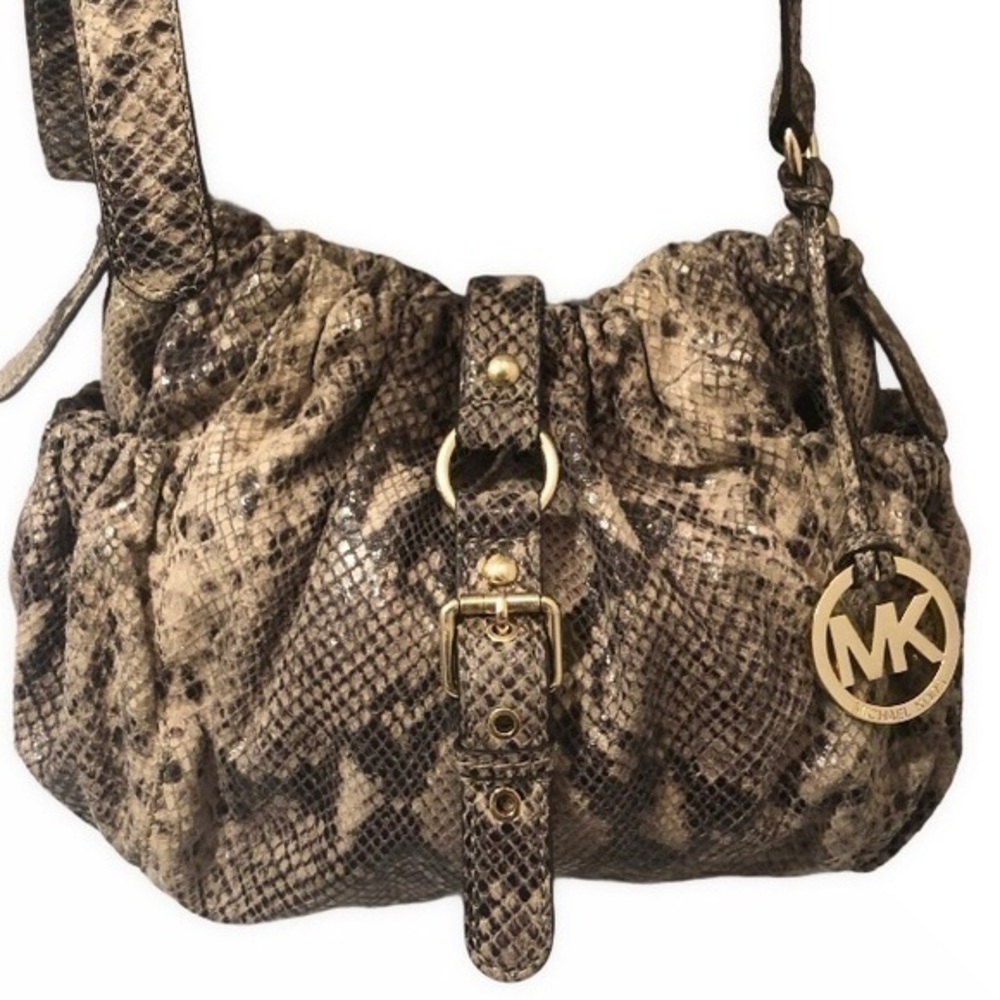 Michael kors python embossed leather messenger bag - image 1